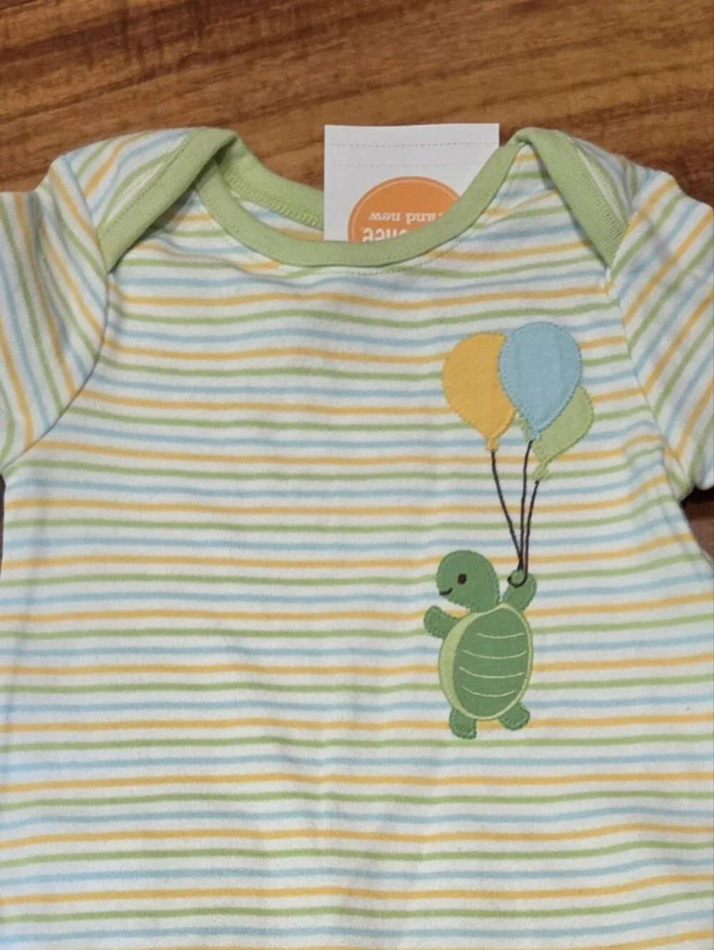 Gymboree NWT 3-6 Months Short Sleeve Striped Pastel Turtle Balloon Romper